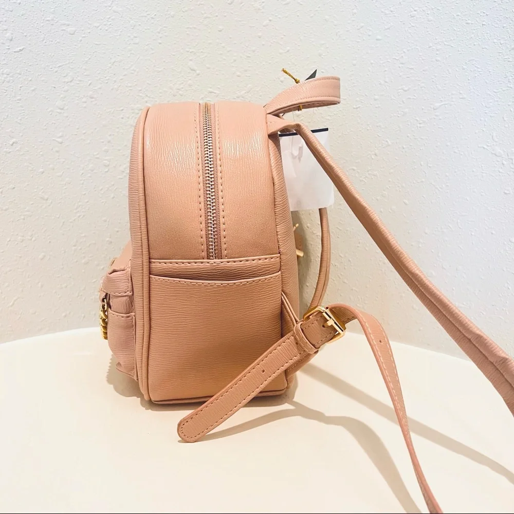 BEBE Gianna Logo Chain Women’s Blush Mini Backpack OS NWT